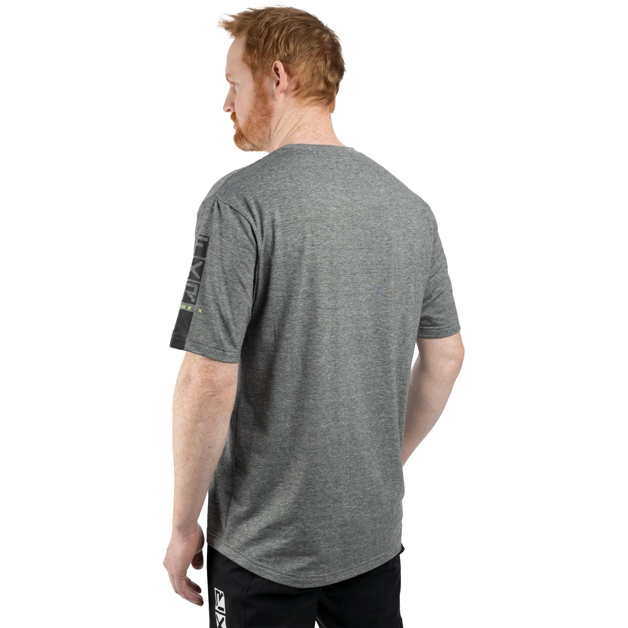 FXR  Mens Grey Heather Black Helium Tech Jersey Short Sleeve Quick Dry Droptail -