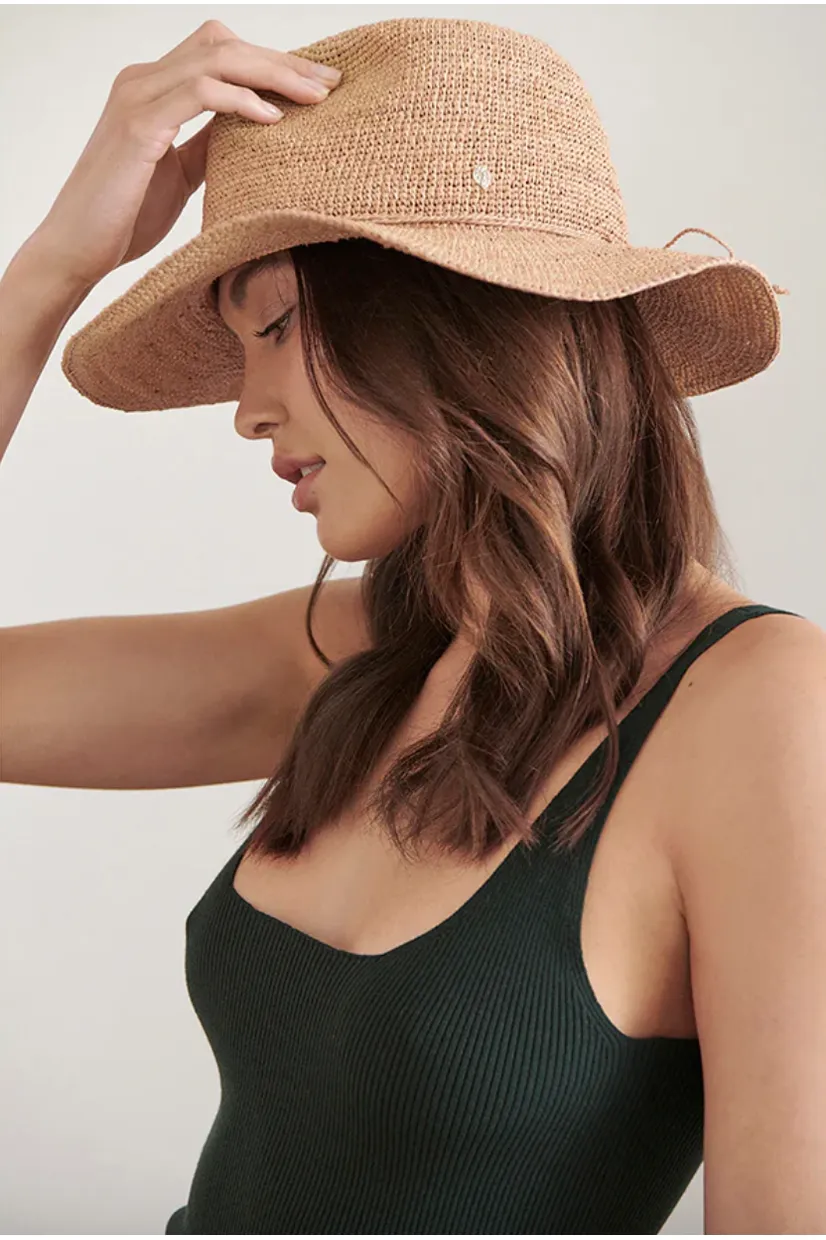Helen Kaminski  Desmonda Mid Rim  Raffia Fedora | Nougat