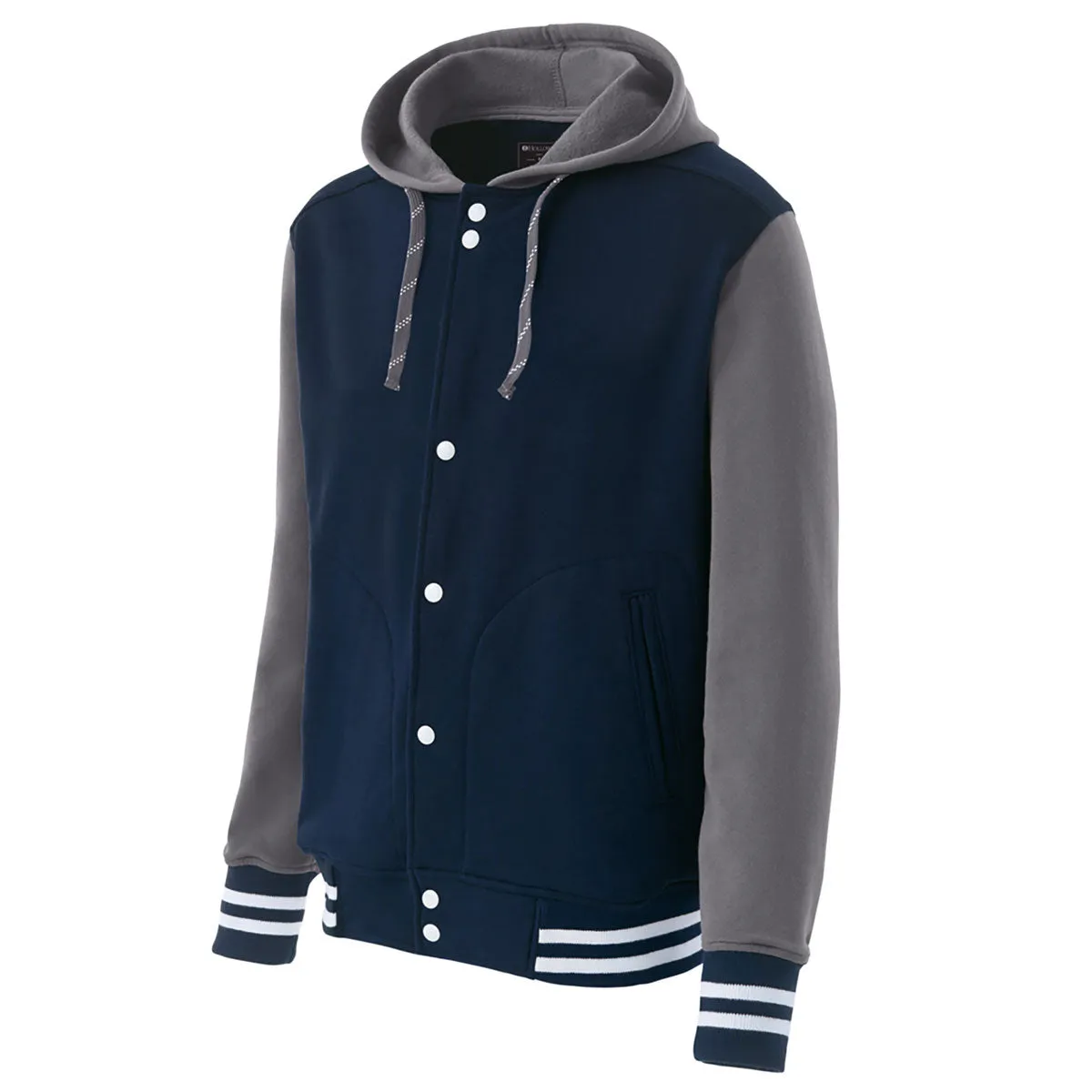 Holloway Men's Navy/Graphite/White Poly/Cotton Fleece Accomplish Jacket