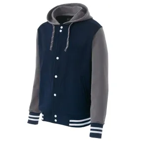 Holloway Men's Navy/Graphite/White Poly/Cotton Fleece Accomplish Jacket