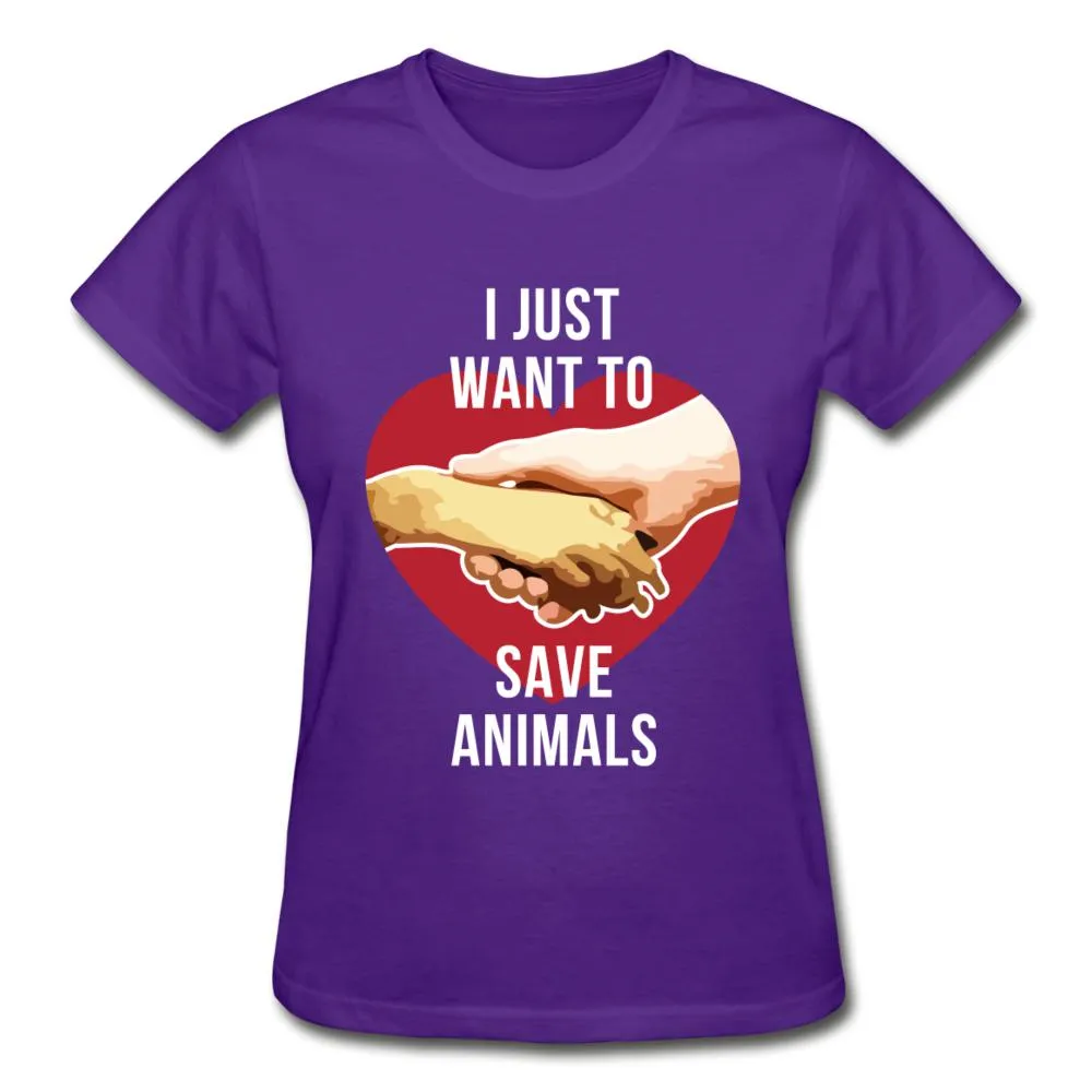 I just want to save animals Gildan Ultra Cotton Ladies T-Shirt