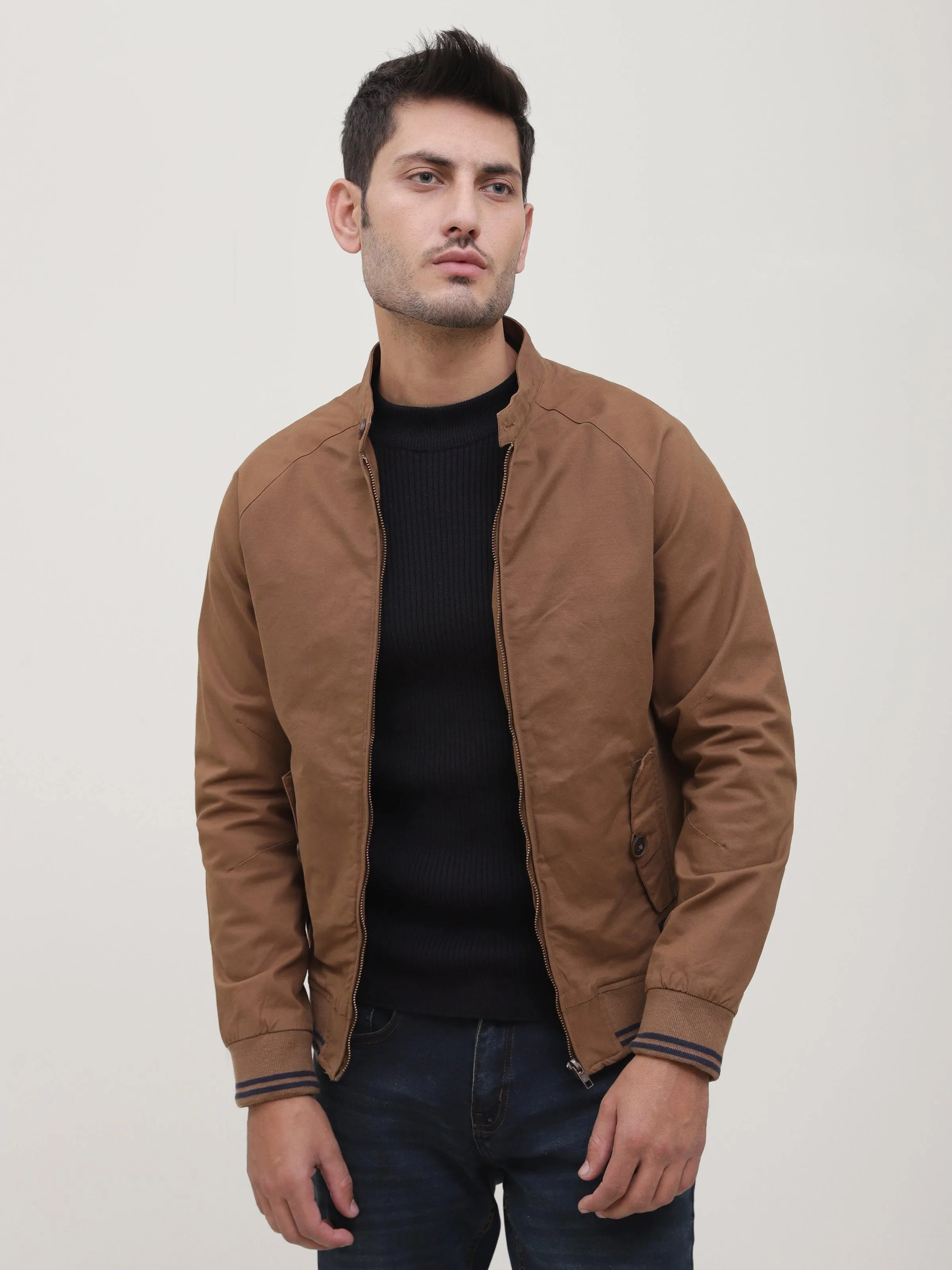 JACKET SMALL BAN FULL SLEEVE DARK KHAKI
