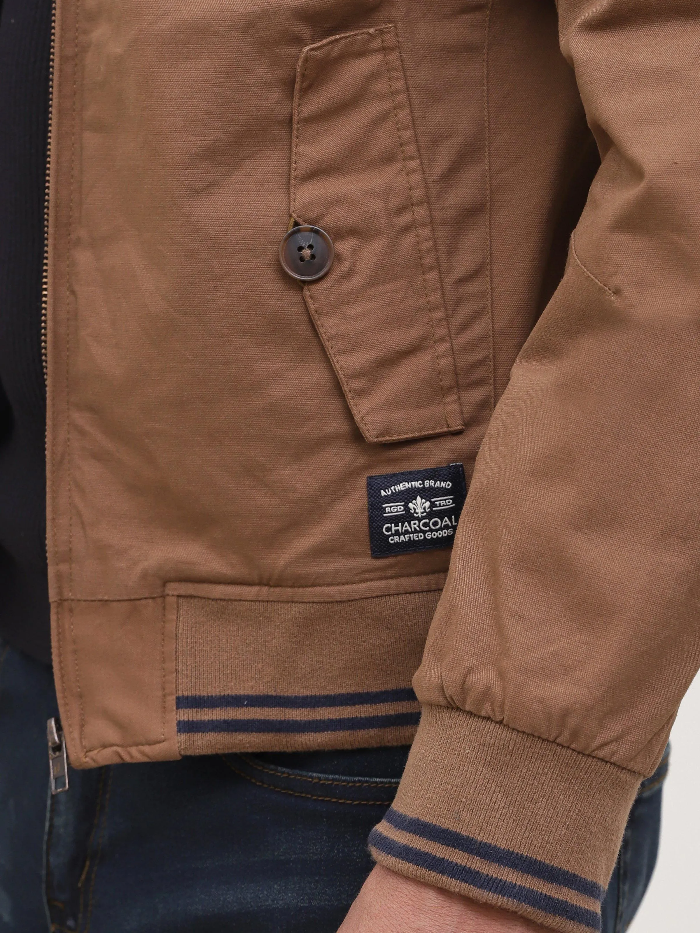 JACKET SMALL BAN FULL SLEEVE DARK KHAKI