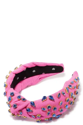 Jeweled Knotted Headband - Pink