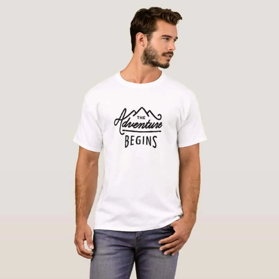 Nutcase Designer Round Neck Men's T-Shirt Wrinkle-Free Poly Cotton Tees - Adventure Begins