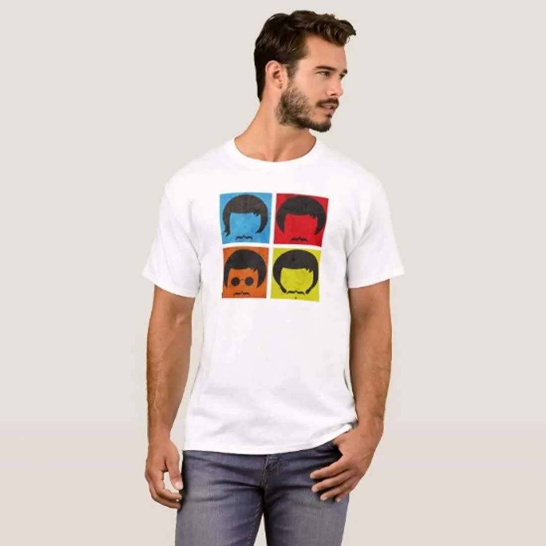 Nutcase Designer Round Neck Men's T-Shirt Wrinkle-Free Poly Cotton Tees - Colorful Face
