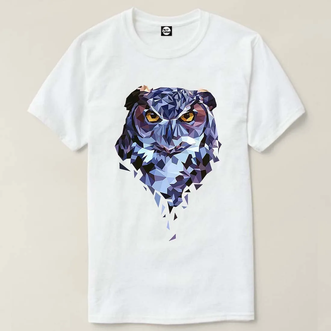 Nutcase Designer Round Neck Men's T-Shirt Wrinkle-Free Poly Cotton Tees - Geometric Owl