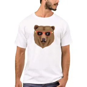 Nutcase Designer Round Neck Men's T-Shirt Wrinkle-Free Poly Cotton Tees - Hipster Bear