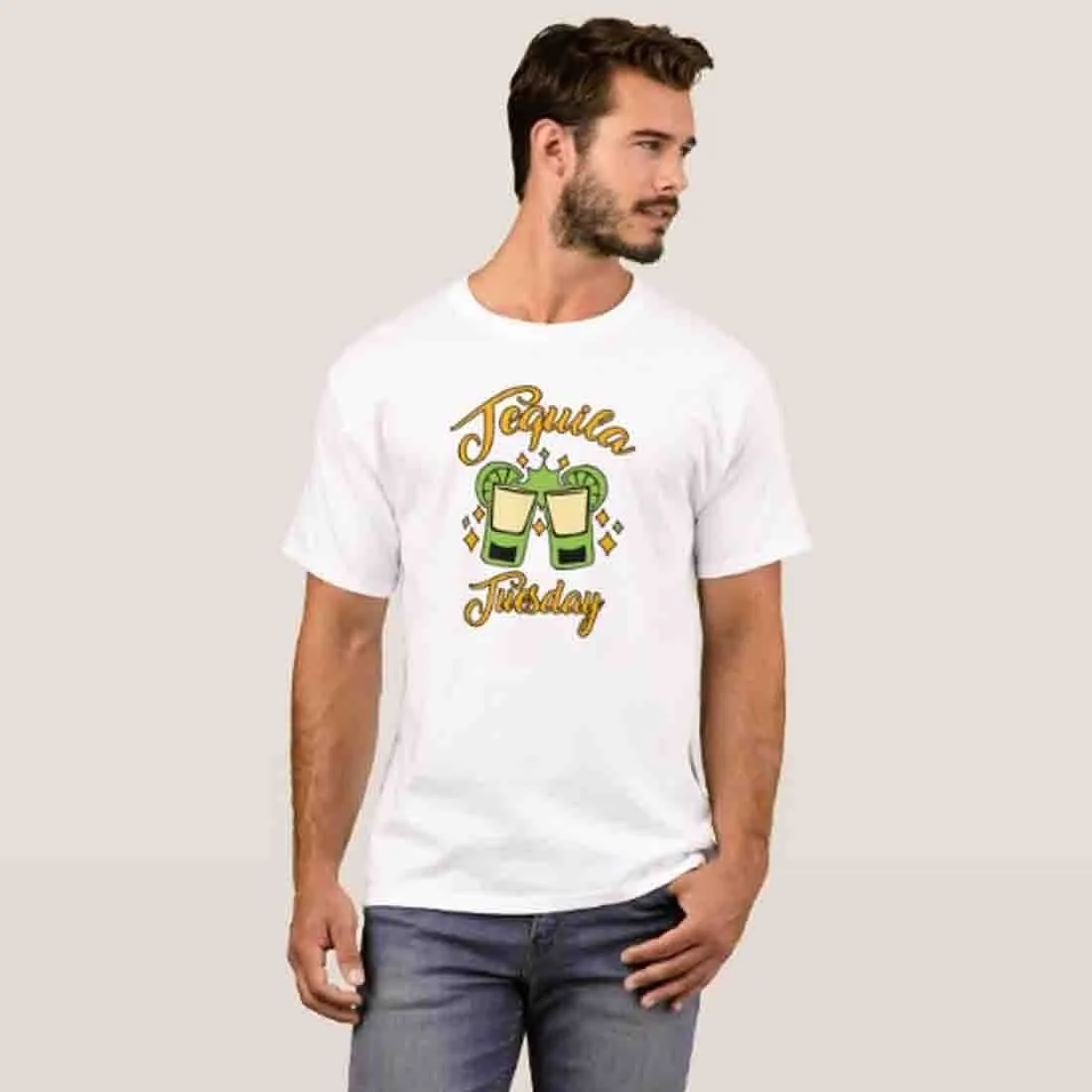 Nutcase Designer Round Neck Men's T-Shirt Wrinkle-Free Poly Cotton Tees - Tequila Tuesday