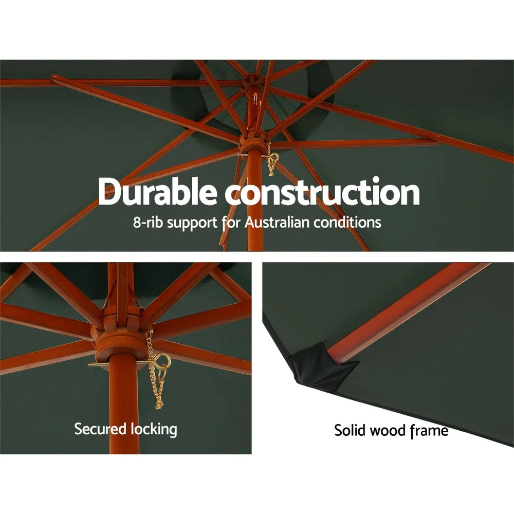 Outdoor Umbrella 3M Pole Umbrellas Stand Sun Beach Garden Deck Charcoal