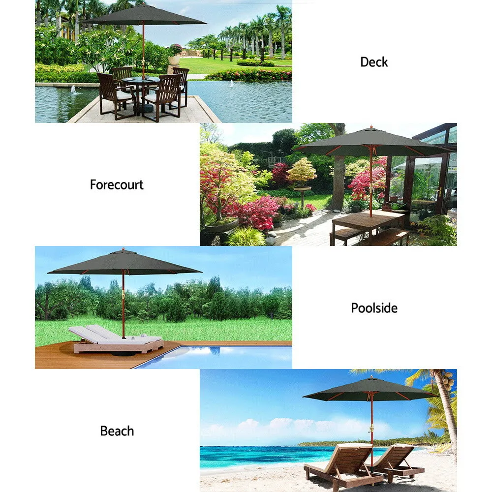 Outdoor Umbrella 3M Pole Umbrellas Stand Sun Beach Garden Deck Charcoal