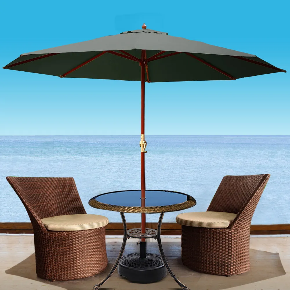 Outdoor Umbrella 3M Pole Umbrellas Stand Sun Beach Garden Deck Charcoal