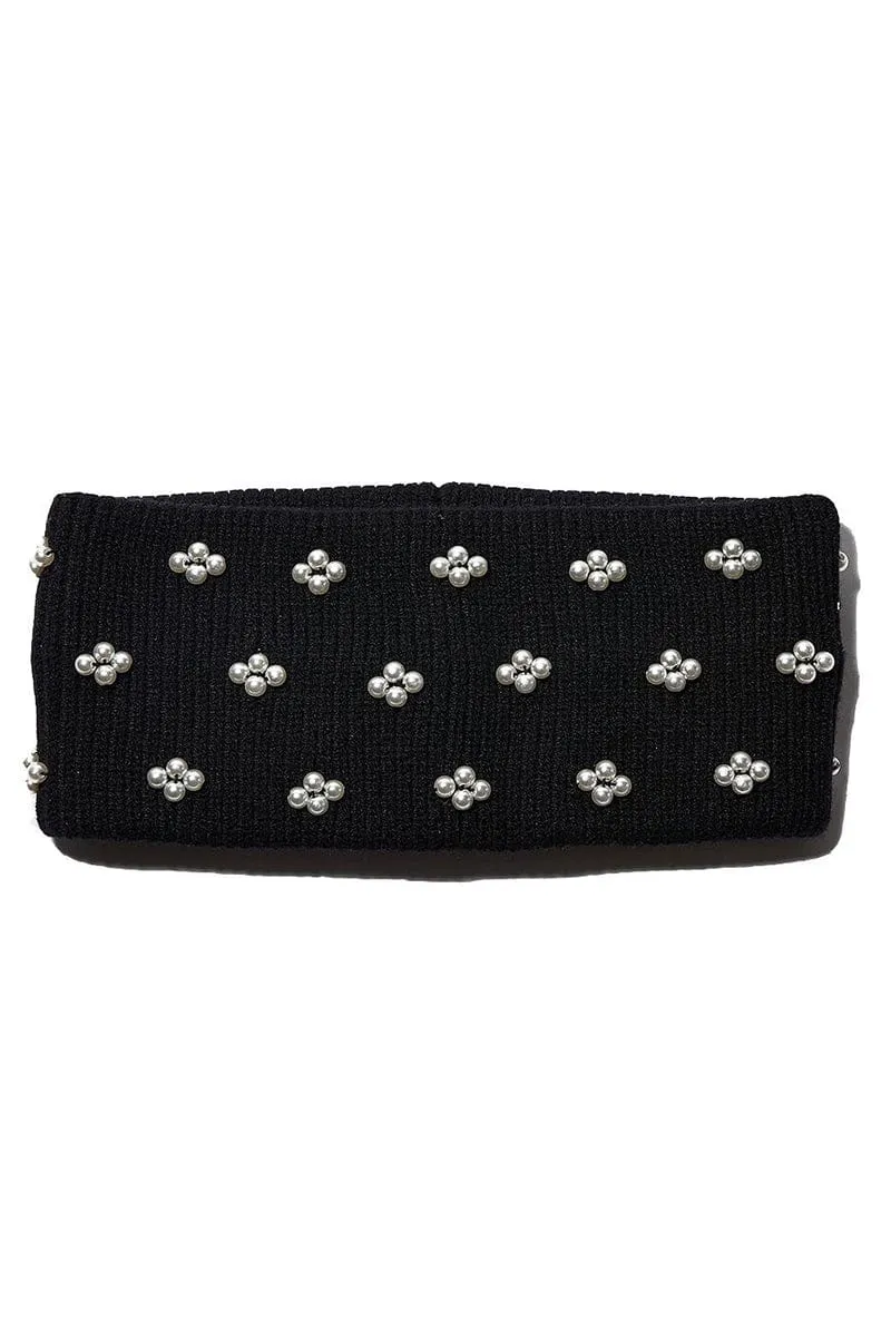 Pearl Cluster Ear Warmer - Jet