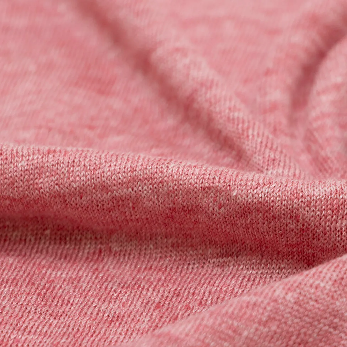 Pink Linen Open Collar Knitted Polo Shirt