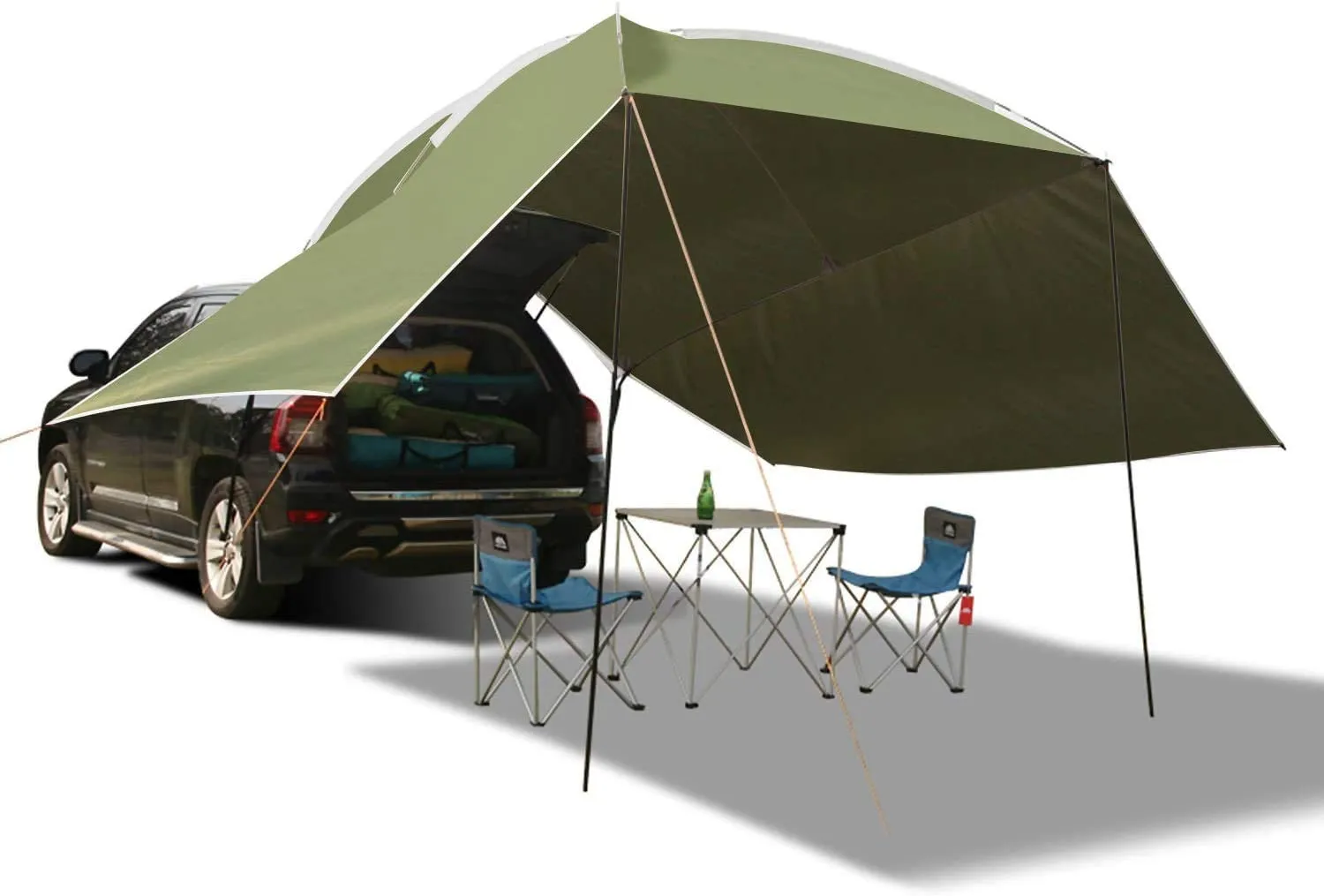 REDCAMP Waterproof Car Awning Sun Shelter, Portable Auto Canopy Camper Trailer Sun Shade for Camping, Outdoor, SUV, Beach Beige/Army Green