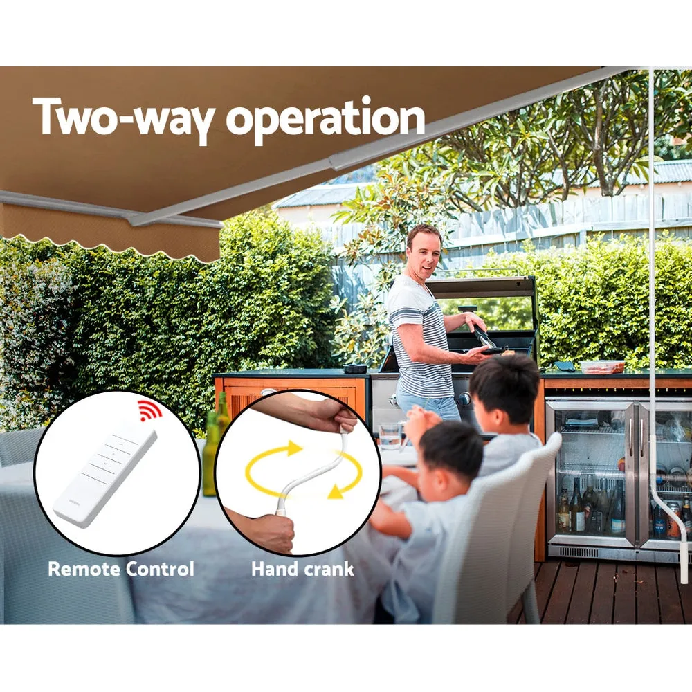 Retractable Folding Arm Awning Motorised Sunshade 4Mx3M - Beige