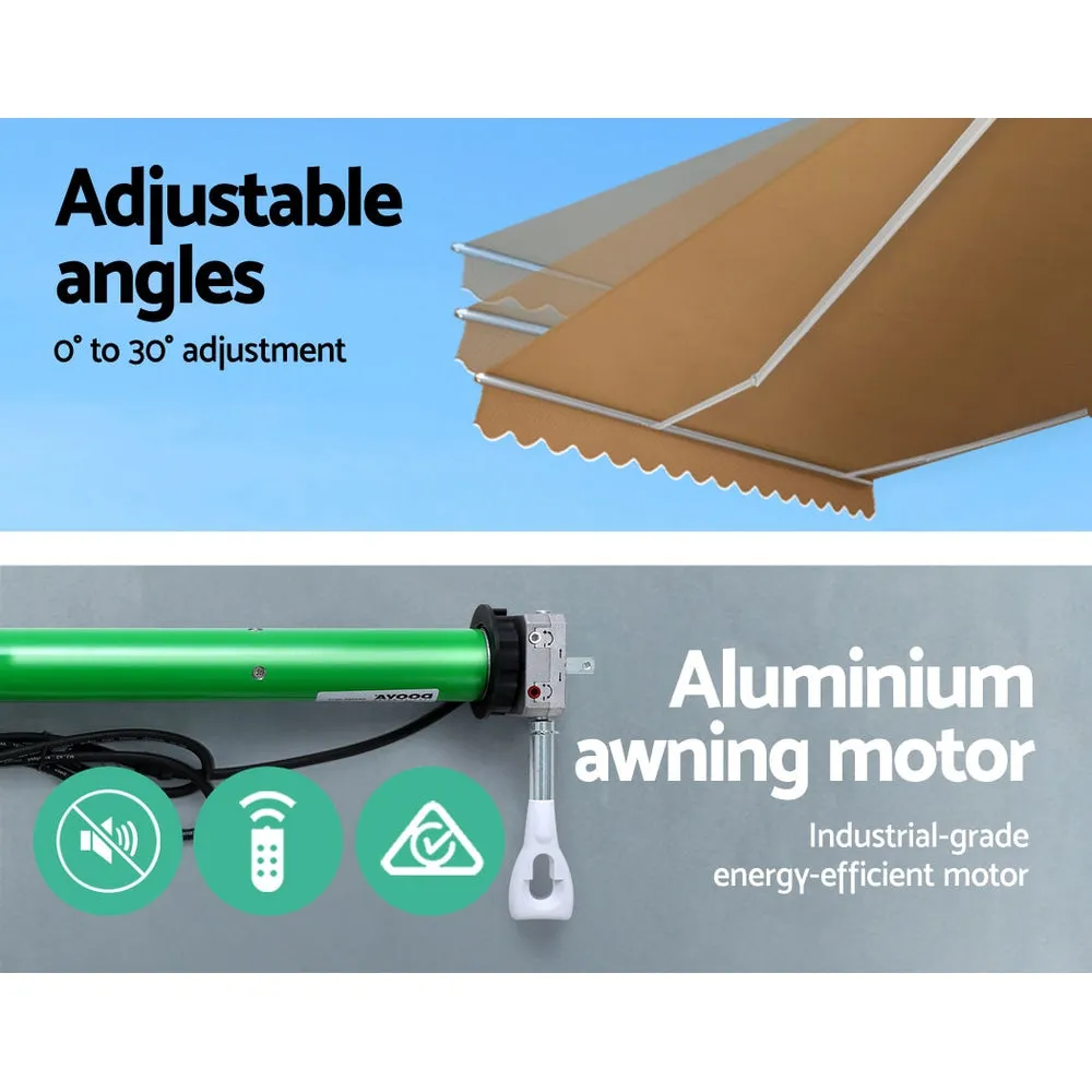 Retractable Folding Arm Awning Motorised Sunshade 4Mx3M - Beige