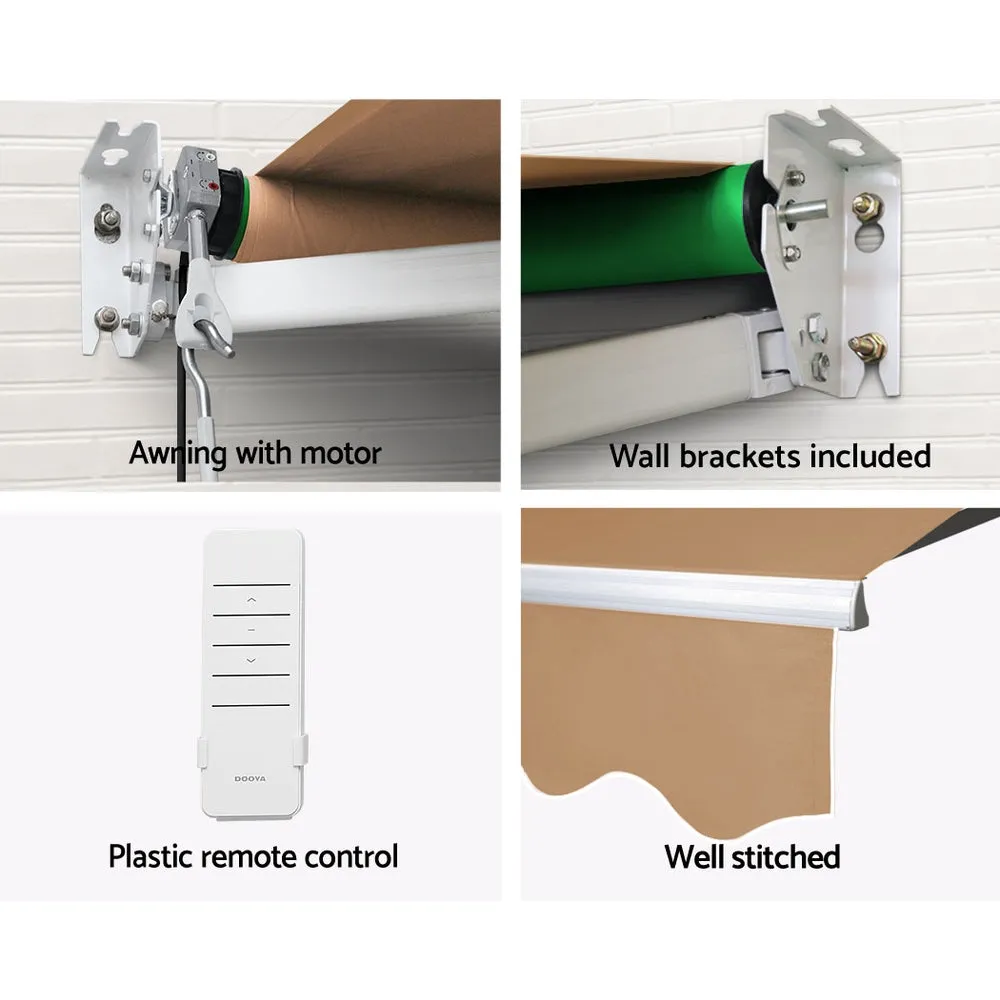 Retractable Folding Arm Awning Motorised Sunshade 4Mx3M - Beige