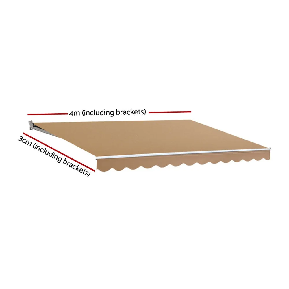 Retractable Folding Arm Awning Motorised Sunshade 4Mx3M - Beige