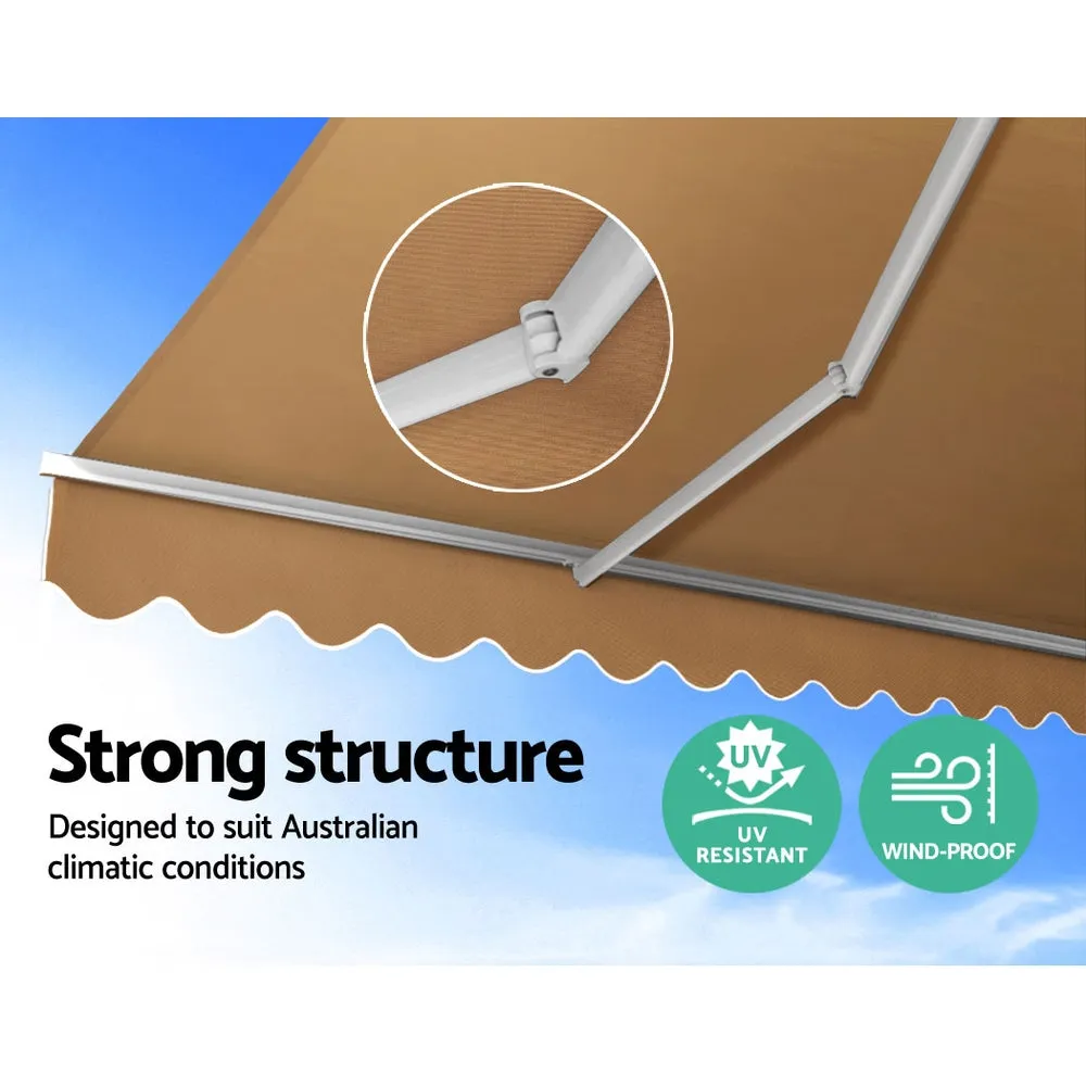 Retractable Folding Arm Awning Motorised Sunshade 4Mx3M - Beige