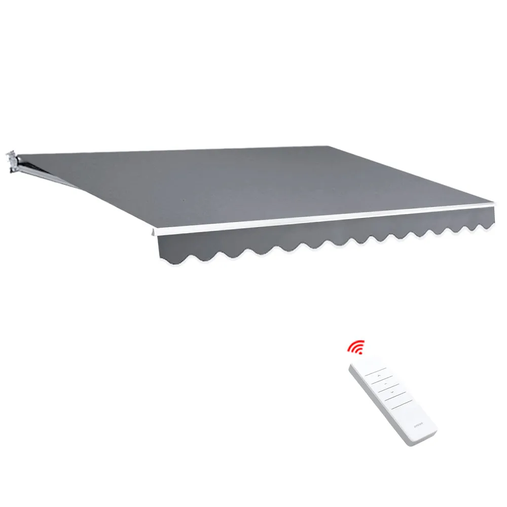 Retractable Folding Arm Awning Motorised Sunshade 4mx3m - Pearl Grey