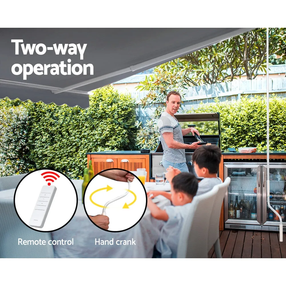 Retractable Folding Arm Awning Motorised Sunshade 4mx3m - Pearl Grey