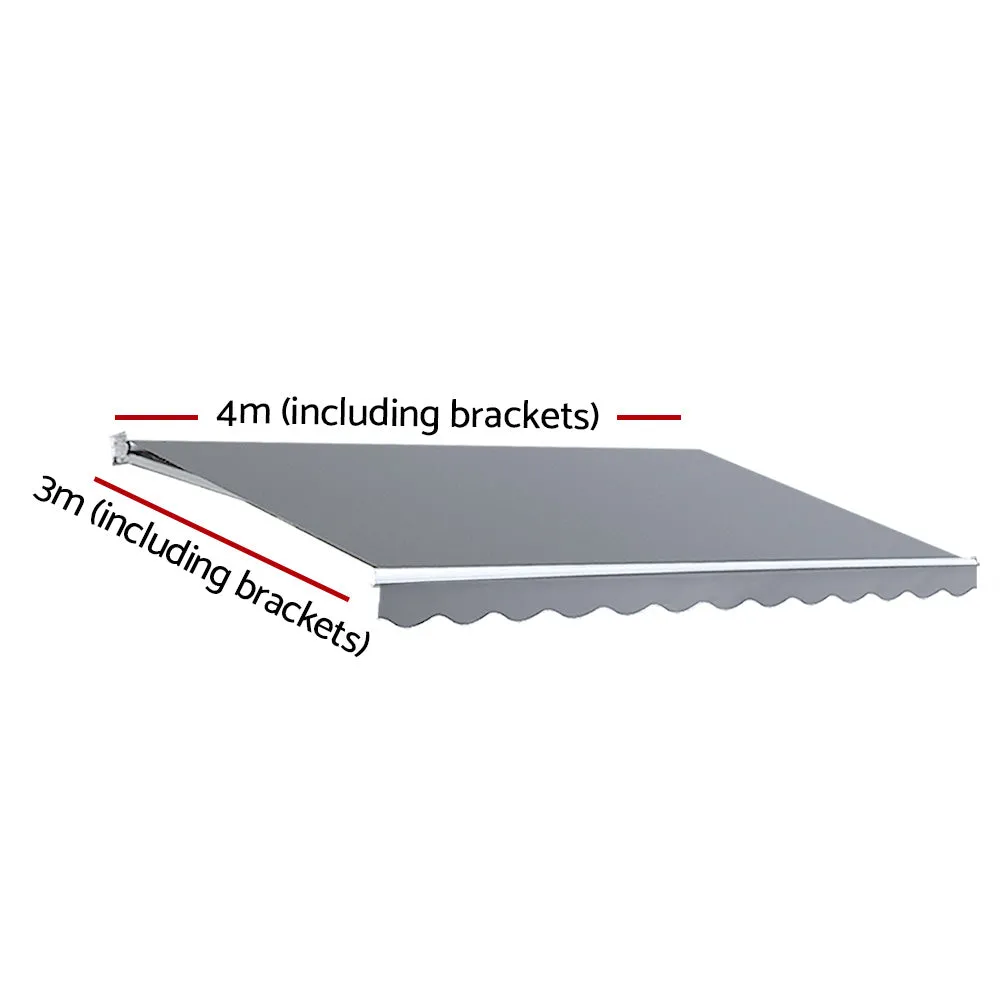Retractable Folding Arm Awning Motorised Sunshade 4mx3m - Pearl Grey