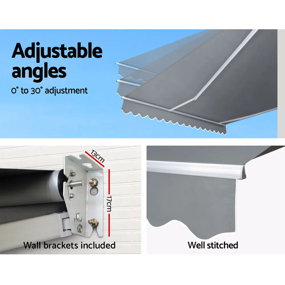 Retractable Folding Arm Awning Motorised Sunshade 4mx3m - Pearl Grey