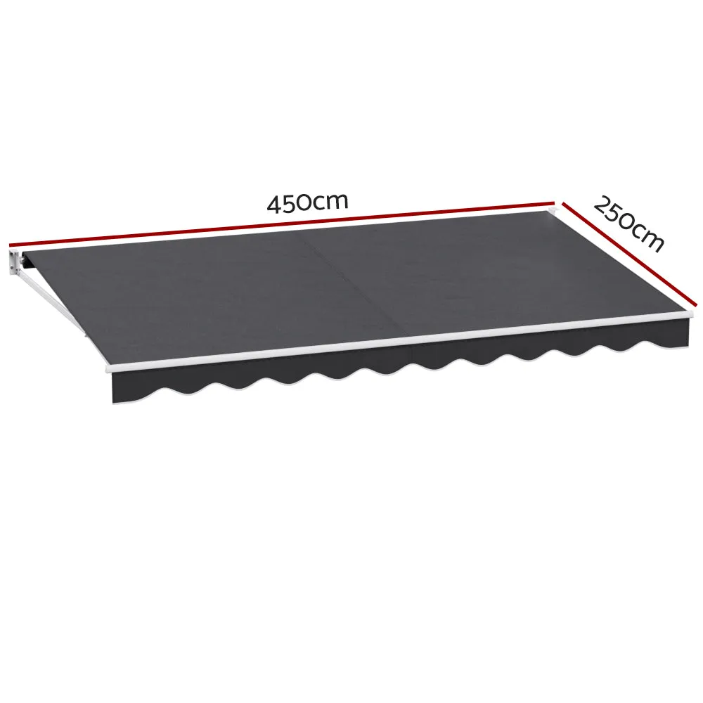 Retractable Folding Arm Awning Outdoor Awning 4.5Mx2.5M Canopy Grey
