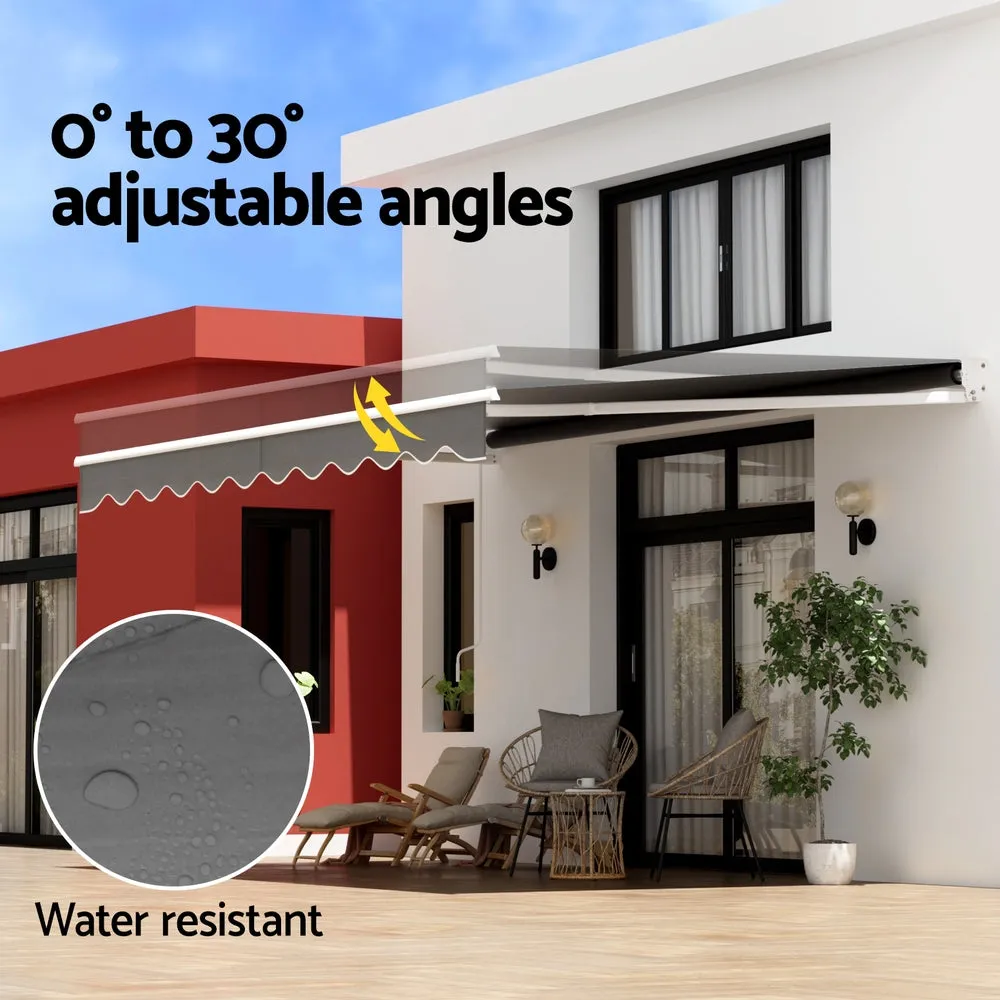 Retractable Folding Arm Awning Outdoor Awning 4.5Mx2.5M Canopy Grey