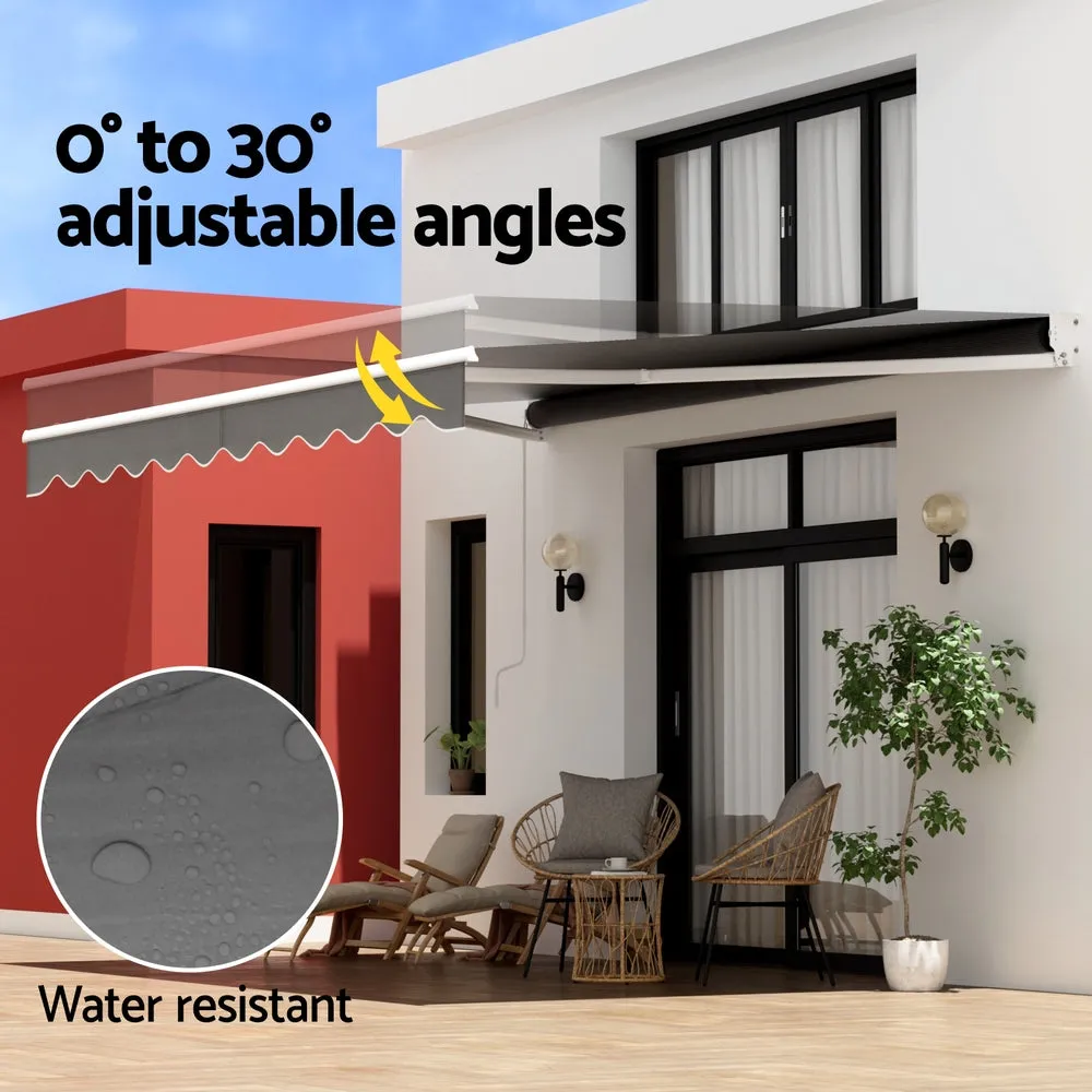 Retractable Folding Arm Awning Outdoor Awning Sunshade 4Mx2.5M Grey