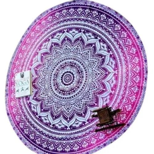 Roundie Mandala Beach Throw Scarf Wrap Bohemian Wall Tapestry Bedspread Purple Pink Gypsy Yoga Mat