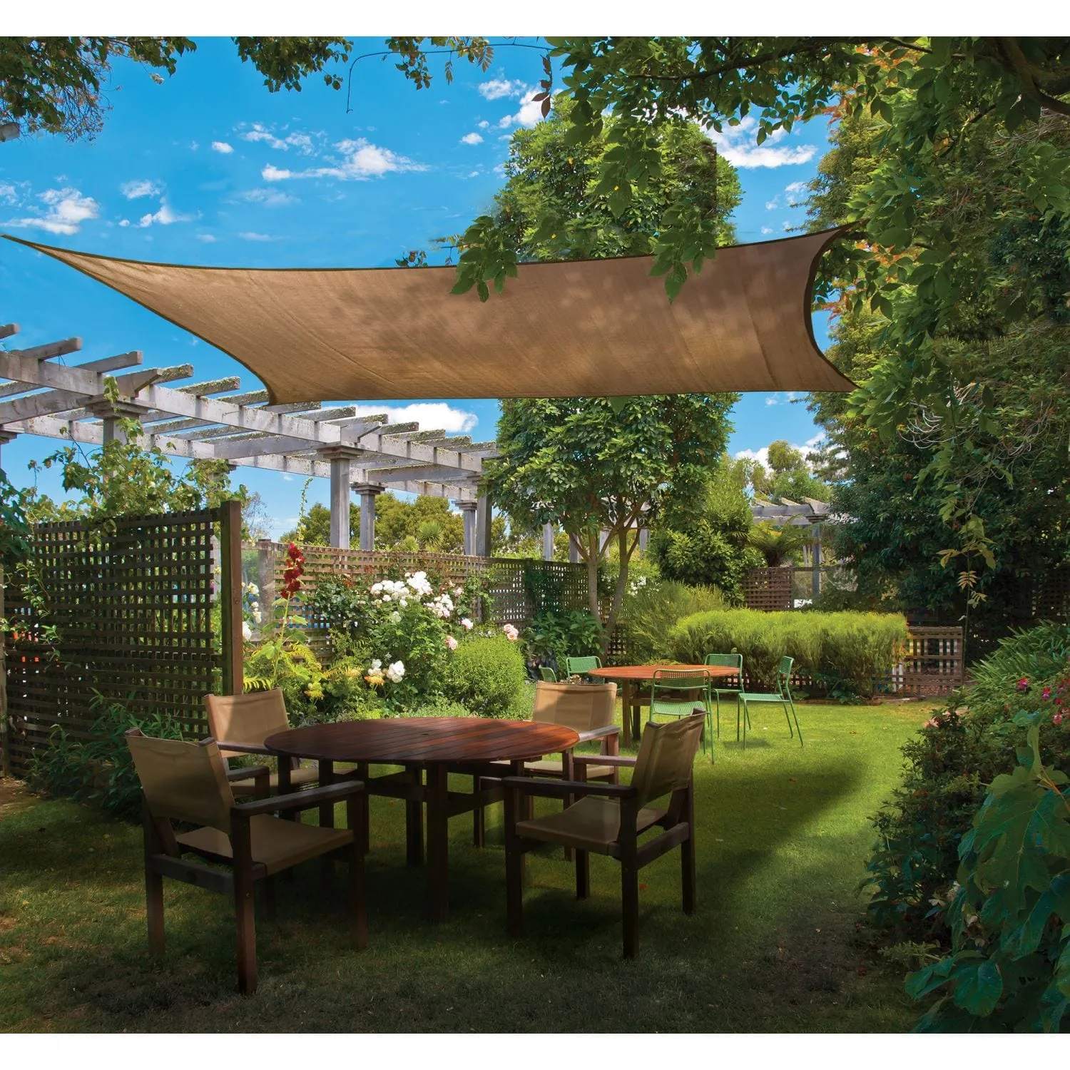 ShelterLogic | Shade Sail Square - Heavyweight 16 x 16 ft. Sand (Attachment point/pole not included)
