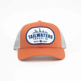 Tailwaters Fly Fishing Blue Travel Trucker Hat