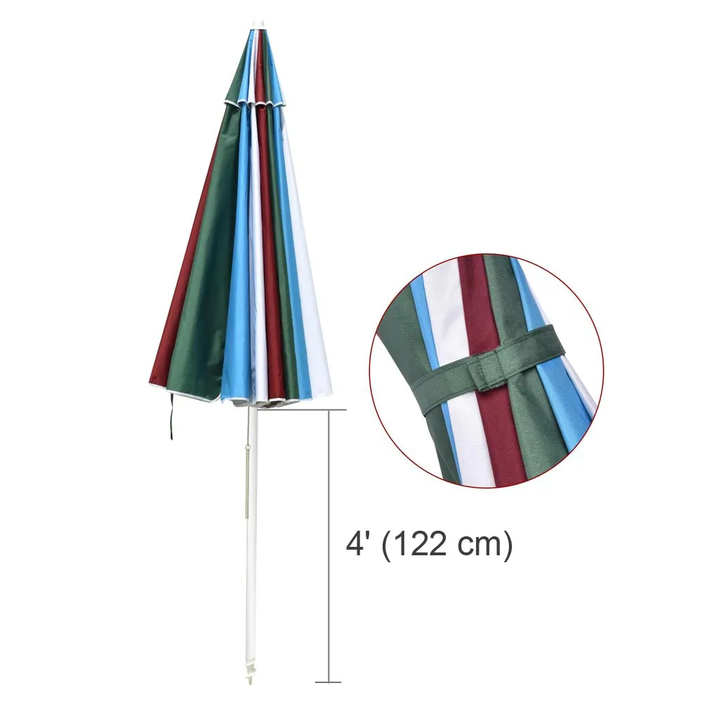 TheLAShop 8ft Tilt Beach Umbrella with Anchor 12-Rib Rainbow