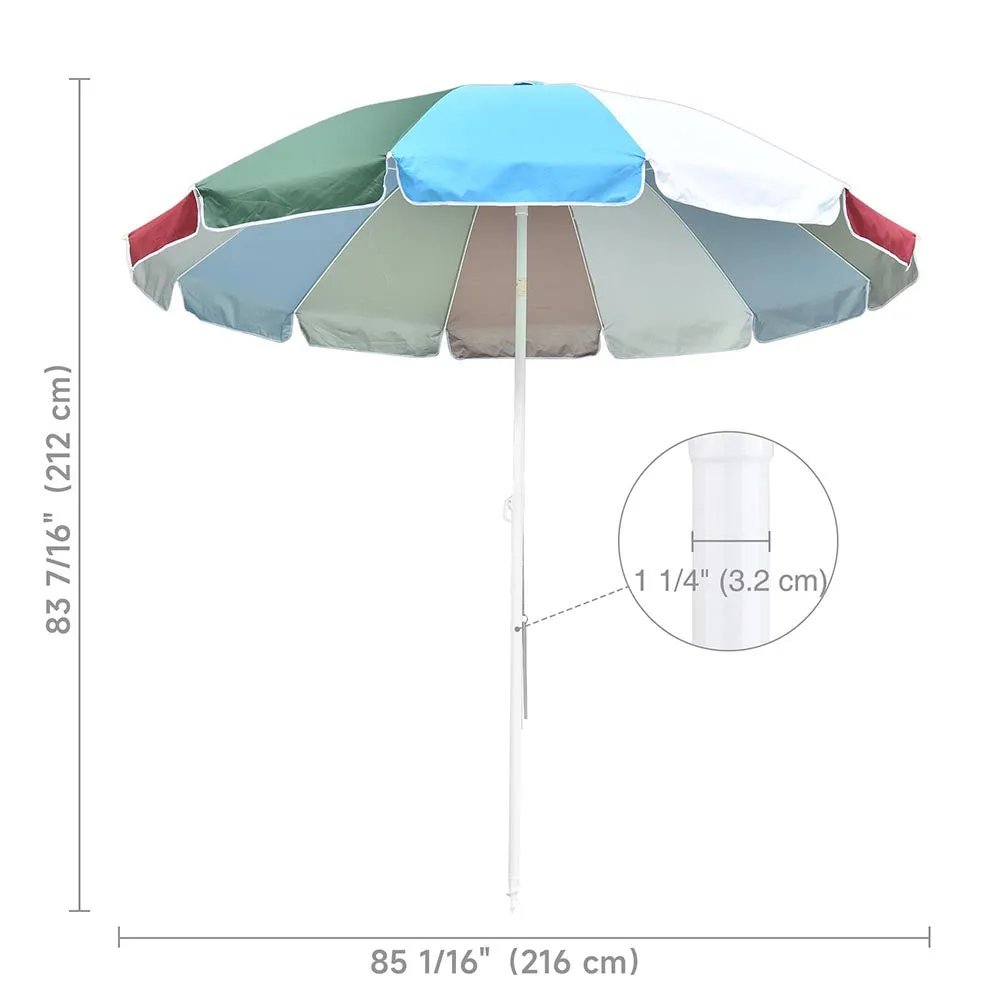TheLAShop 8ft Tilt Beach Umbrella with Anchor 12-Rib Rainbow