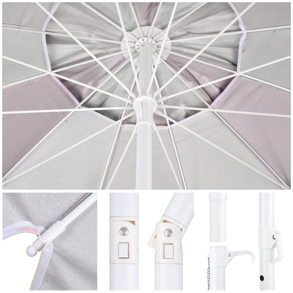 TheLAShop 8ft Tilt Beach Umbrella with Anchor 12-Rib Rainbow