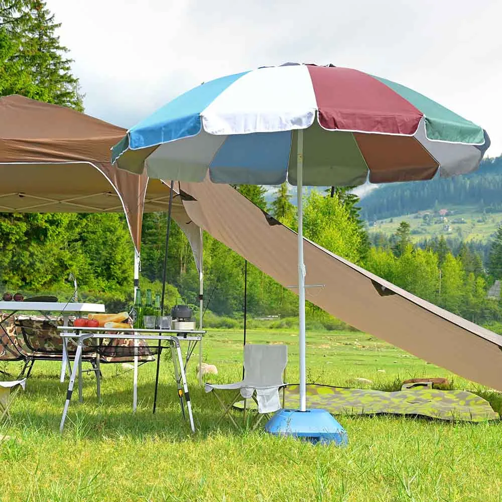 TheLAShop 8ft Tilt Beach Umbrella with Anchor 12-Rib Rainbow
